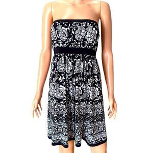 MICHAEL KORS Black & White Strapless Summer Dress